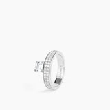 Double Sopra Pavé Emerald Ring Silver