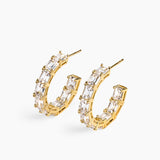 Emerald Cut Hoops Gold