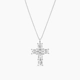 Emerald Cross Necklace Silver