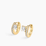 Sopra Pavé Emerald Huggies Gold