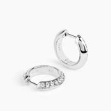 Rivetto Half Pavé Hoops Small Silver