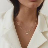 Stone Letter Charm Necklace Silver