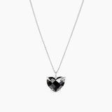 Black Heart Necklace Silver 52 cm
