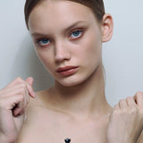 Black Heart Necklace Silver 52 cm