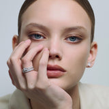 Double Sopra Pavé Emerald Ring Silver