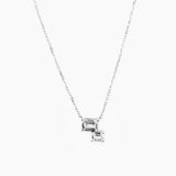 Double Emerald Necklace Silver