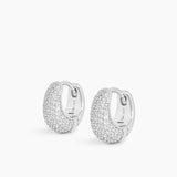Pavé Dome Huggies Silver