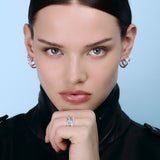 Rivetto Half Pavé Ring Large Silver