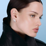 Rivetto Half Pavé Hoops Large Silver