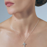 Emerald Cross Pendant Silver