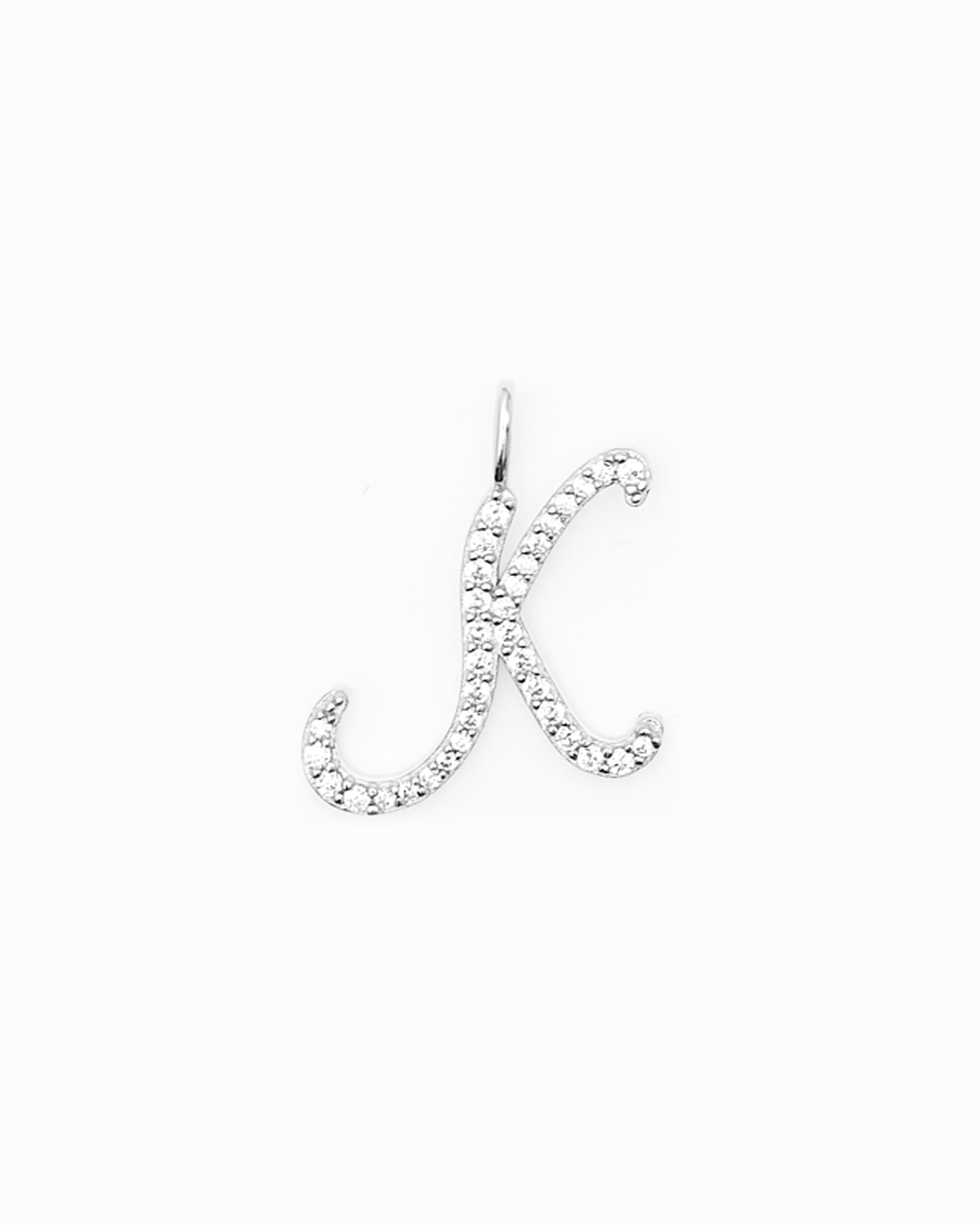 Italic Letters Charm Silver