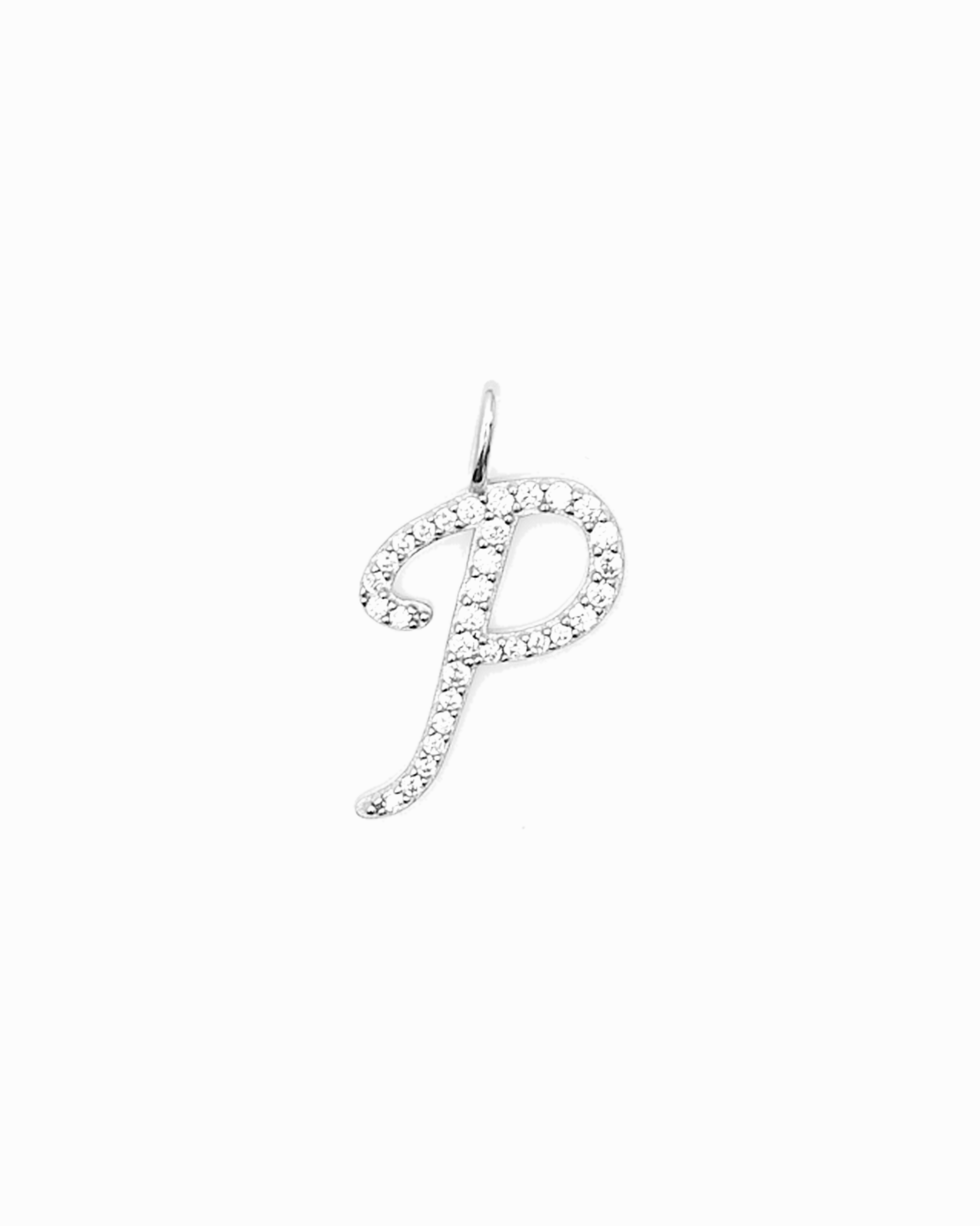 Italic Letters Charm Silver