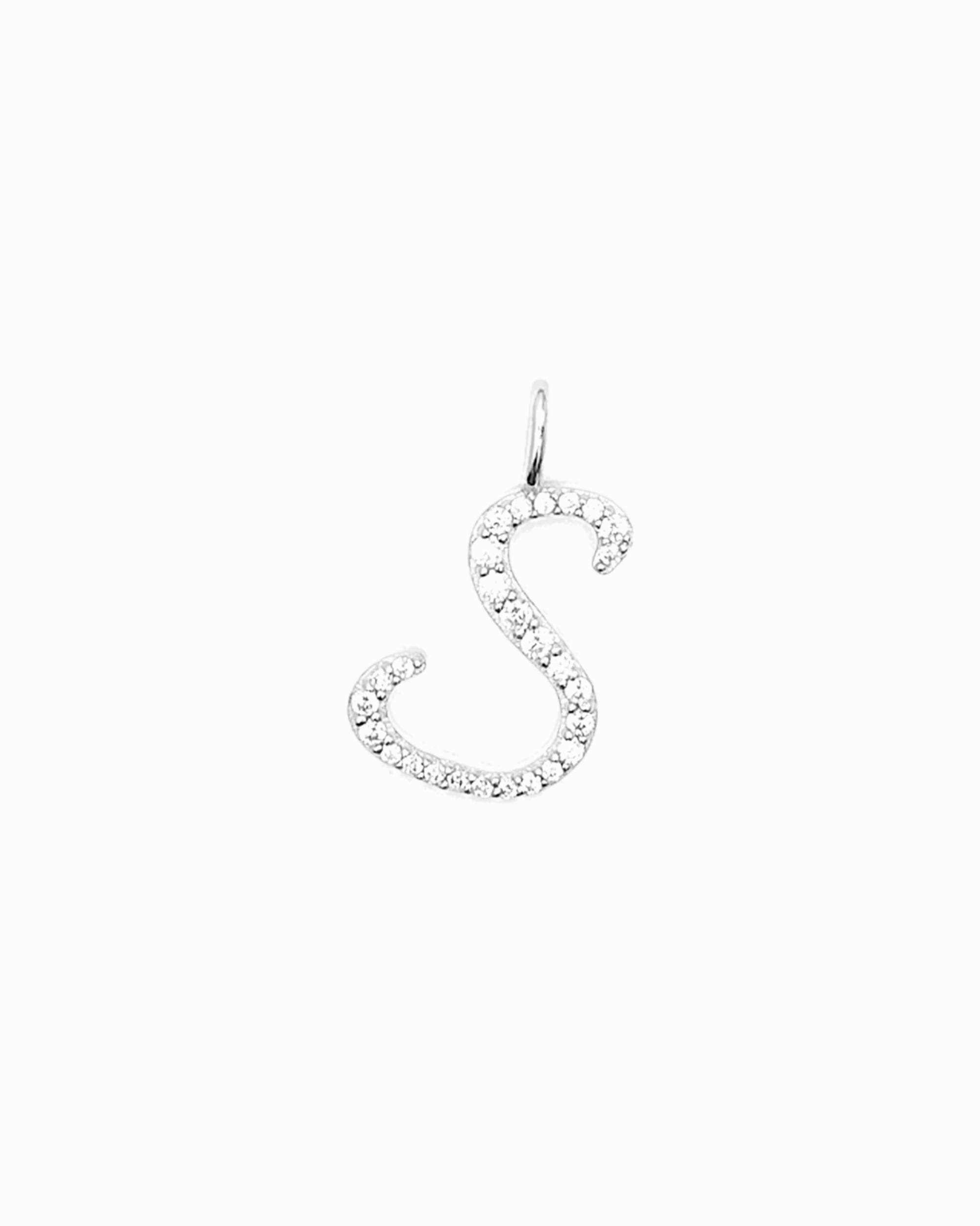 Italic Letters Charm Silver