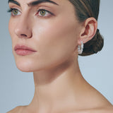 Emerald Cut Hoops Silver